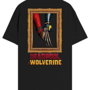 Deadpool & Wolverine Mens T-Shirt - Bubs Locket Lapel Framed Hands Back Image